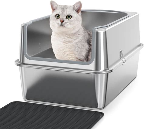 is a stainless steel litter box better than plastic|stainless steel litter box temu.